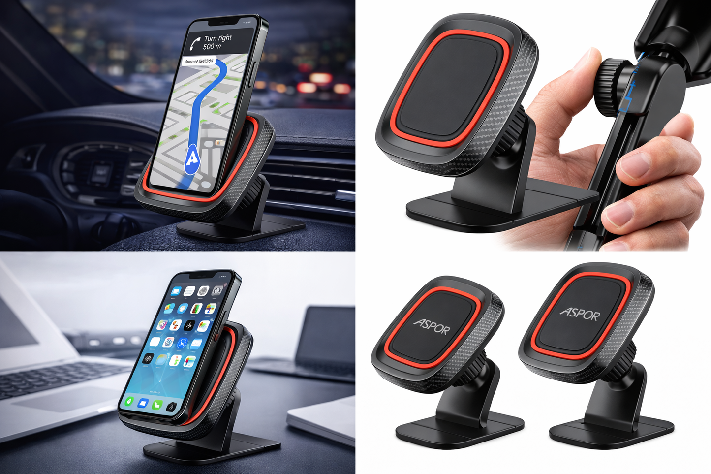 ASPOR A530 Multifunctional Magnetic Car Phone Holder Strong Magnet 360°