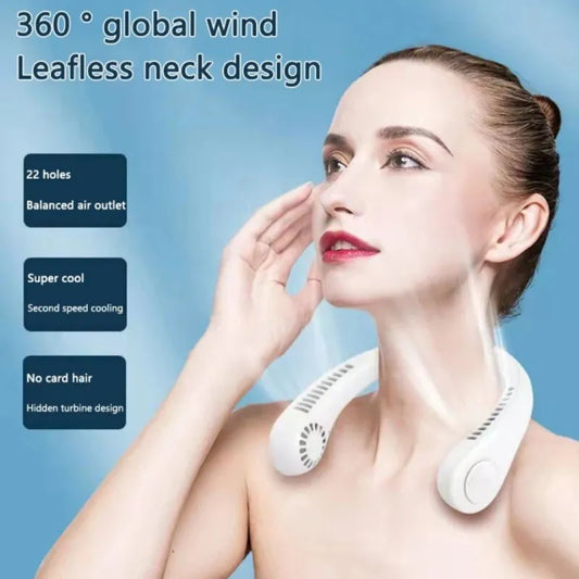 Mini Hanging Neck Fan – 3 Speed USB Rechargeable Portable Cooling Fan