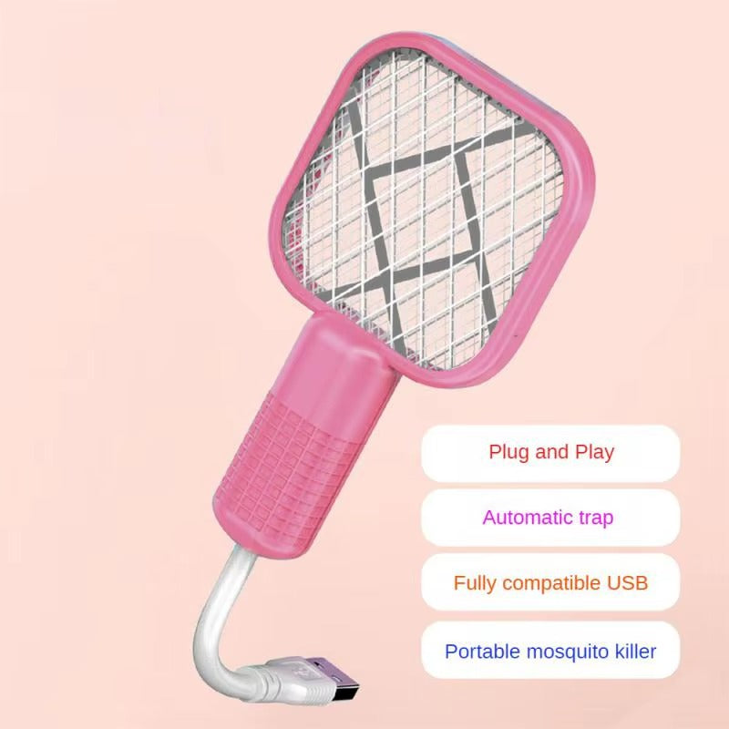 Mini USB Rechargeable Mosquito Racket – Portable Electric Bug Zapper & Fly Swatter