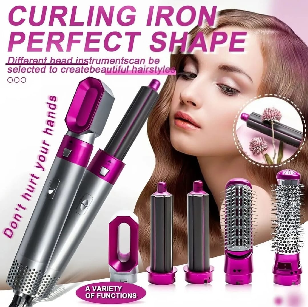 5 in 1 Hair Styler Brush – Straightener, Curler & Volumizer