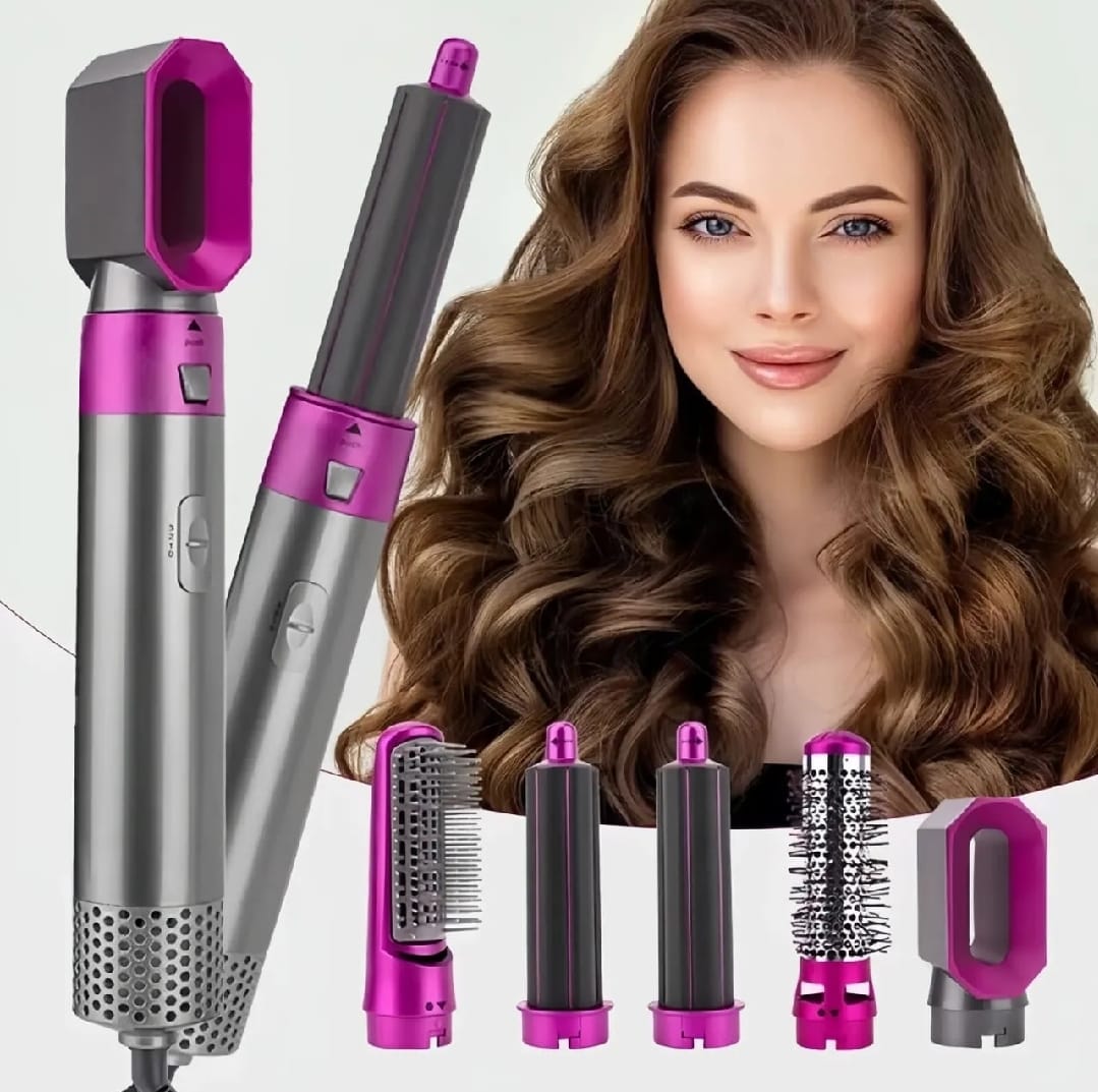 5 in 1 Hair Styler Brush – Straightener, Curler & Volumizer