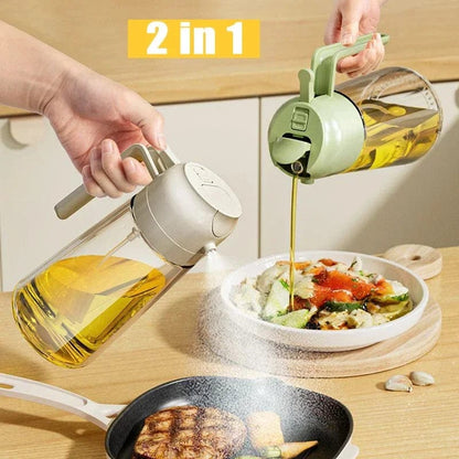 2 in 1 Oil Sprayer Bottle – 470ML Kitchen Cooking & BBQ Tool