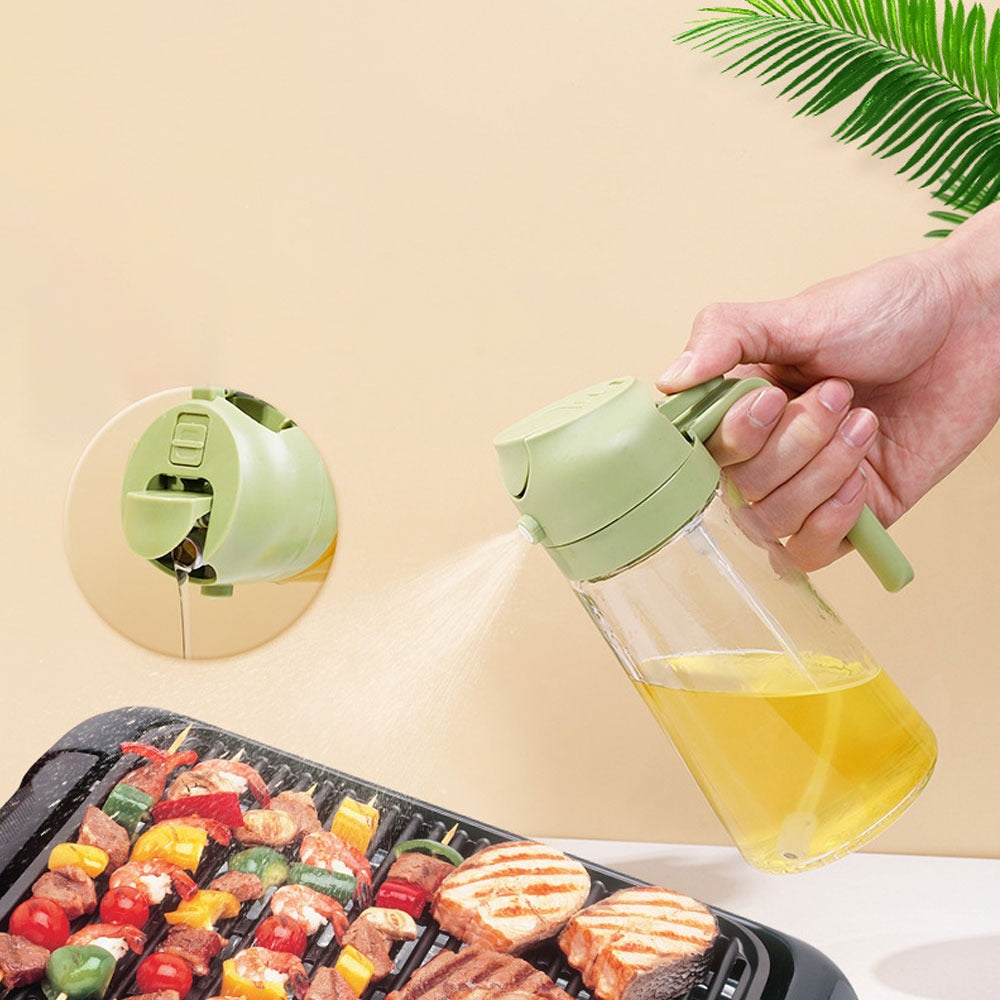 2 in 1 Oil Sprayer Bottle – 470ML Kitchen Cooking & BBQ Tool