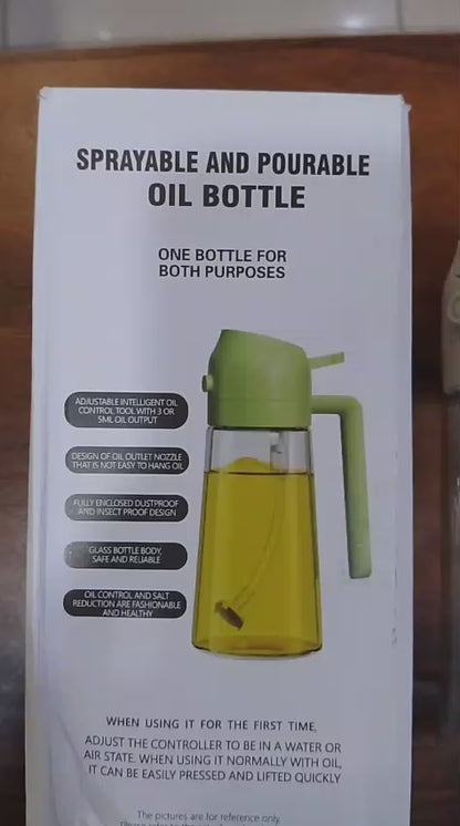 2 in 1 Oil Sprayer Bottle – 470ML Kitchen Cooking & BBQ Tool