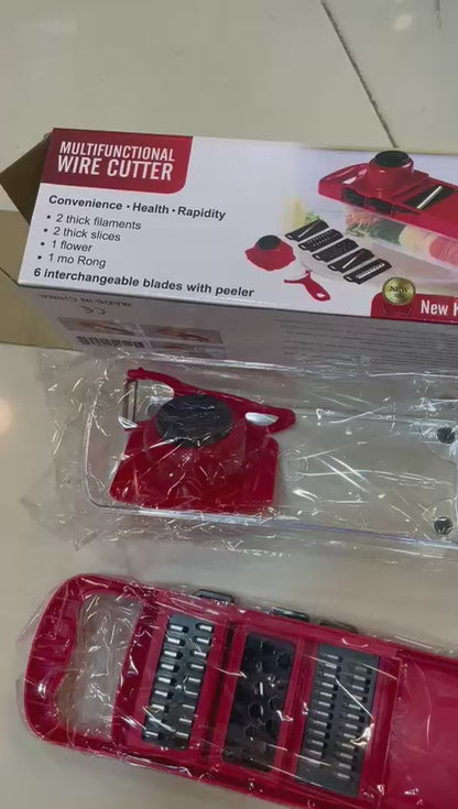 10 in 1 Mandoline Slicer Vegetable Cutter with Stainless Steel Blade Manual Potato Peeler Carrot Cheese Grater Dicer Kitchen Tool-Pink with box