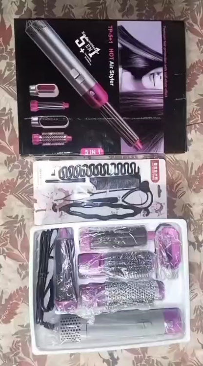 5 in 1 Hair Styler Brush – Straightener, Curler & Volumizer